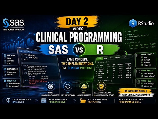 SAS + R Setup | SAS EG vs RStudio Environment Comparison | First Clinical Program | Day 2 of 100