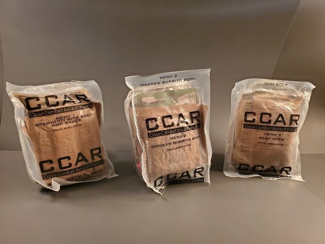 2025 CCAR MRE Review Advanced 24 Hour Ration All 3 Menus Spaghetti Chicken Burrito Beef Stew Testing