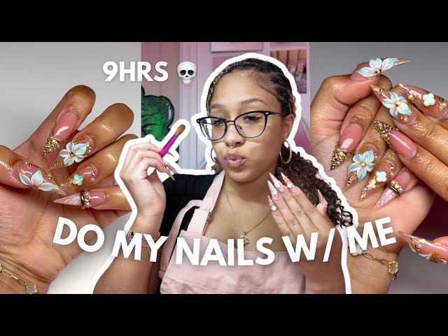 nail tech does her own nails… 9hrs💀