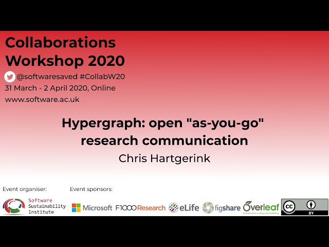 Hypergraph: open "as-you-go" research communication - CW20 Mini-workshop 1.4