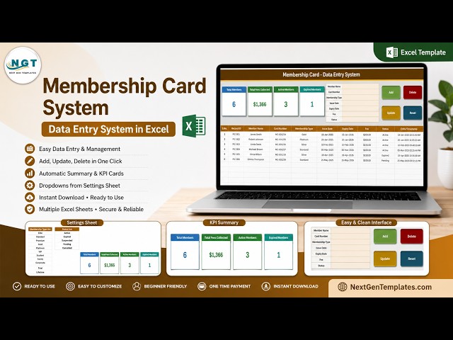 Membership Card System Data Entry System in Excel