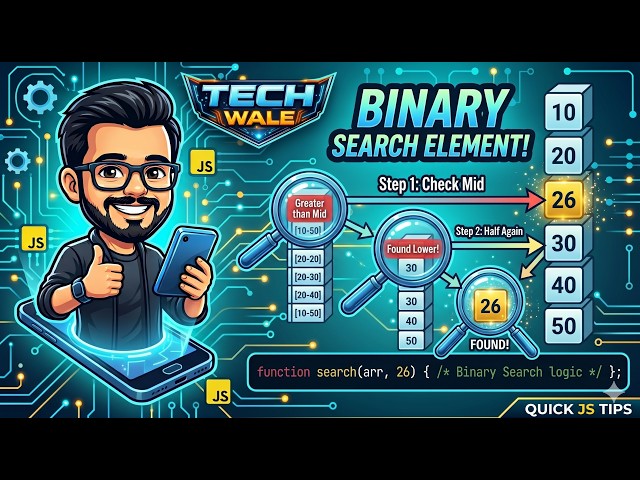 Binary Search in JavaScript | Step-by-Step Explanation with Animation & Diagram | DSA for Beginners