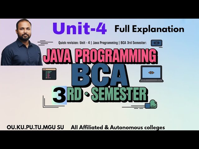 Java Programming UNIT 4 Quick Revision Short & Long Imp Questions 2025-26 BCA III 3rd Sem OU PU