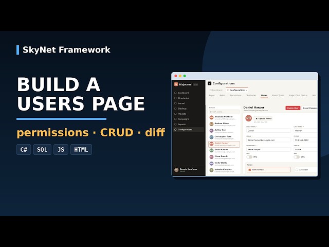 SkyNet - Build a Users Admin Page