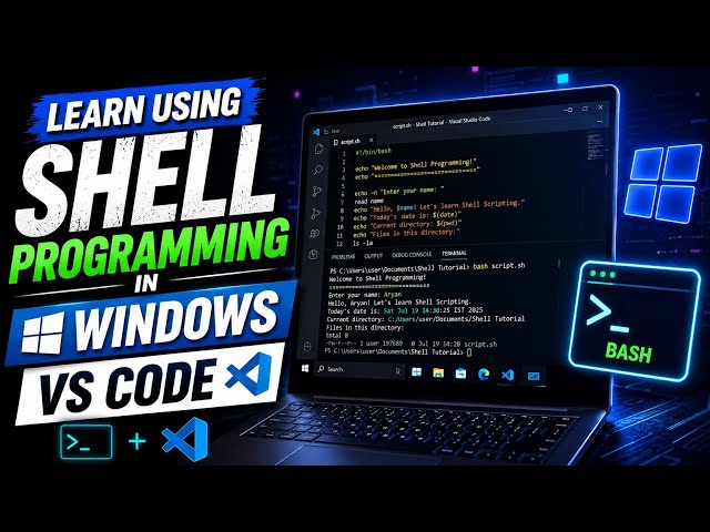 Learn Shell Programming in Windows Using VS Code | Bash Shell Tutorial for Beginners