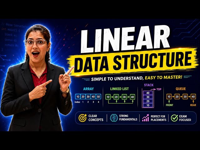 Linear Data Structure | Array Data Structure Explained in Hindi & English | Data Structures Tutorial