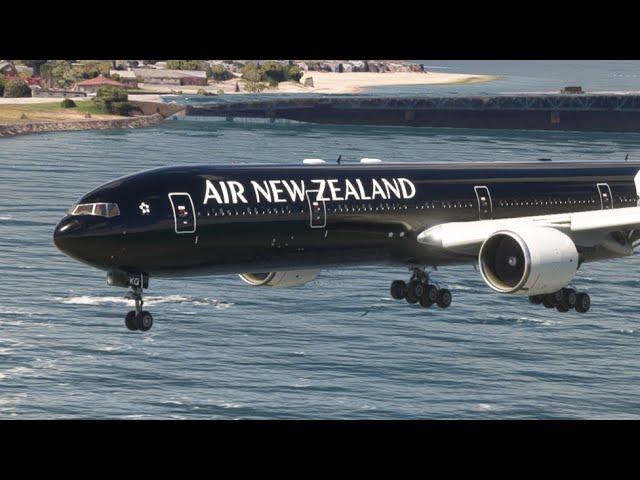 Muy bajo sobre el mar cuando el Boeing 777 aterrizó en el aeropuerto Kennedy