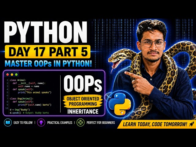 Python Day 17 (Part 5) | Python OOPs ( Inheritance )full Explanation 🤩🥰 | #CodeByArif #Python