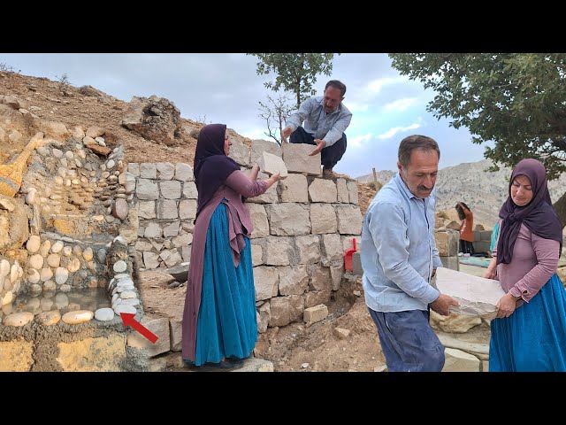 Amazing progress of Ashraf's mother's stone house next to the miraculous spring 🪨🌊