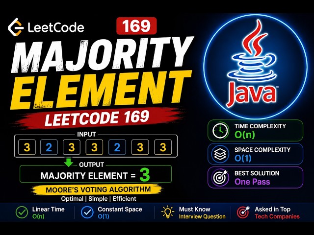 LeetCode 169 | Majority Element | Moore's Voting Algorithm in Java  | O(n) Time