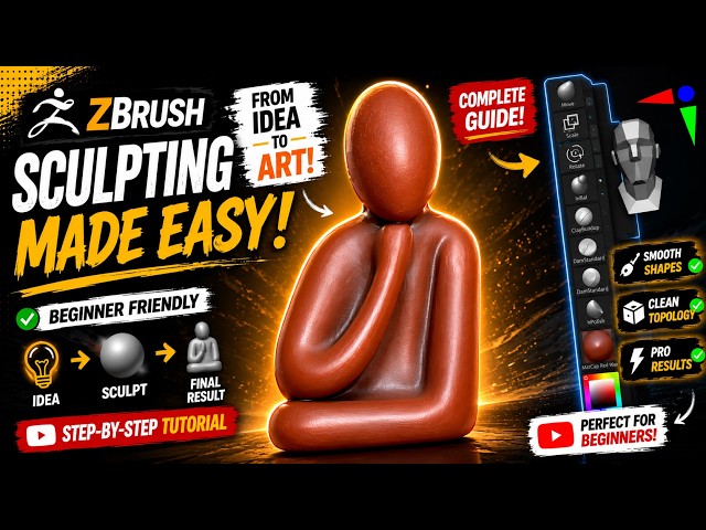 How to Sculpt in ZBrush – Shape Blockout & Detailing for Beginners | ZBrush Tutorial 2026