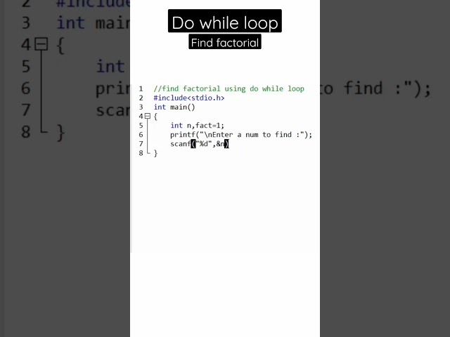 find factorial | do while loop | #shorts #clanguage