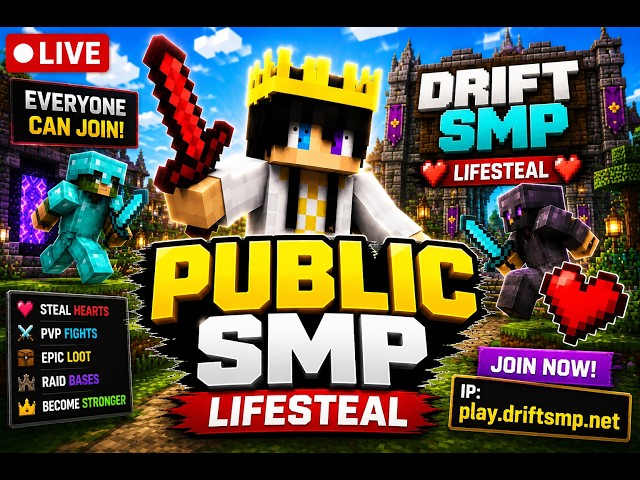 🔴 PUBLIC LIFESTEAL LIVE! | Fight With Me On Drift SMP ⚔️❤️
