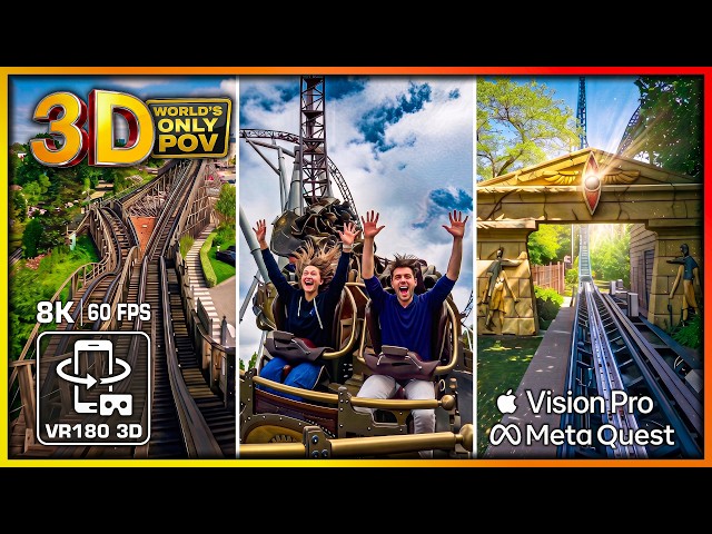 VELOCITY X FORCE 3D: Top 3 ultimate VR ROLLER COASTERS 🟥 Plopsaland Belgium (Spatial 8K VR180 60fps)
