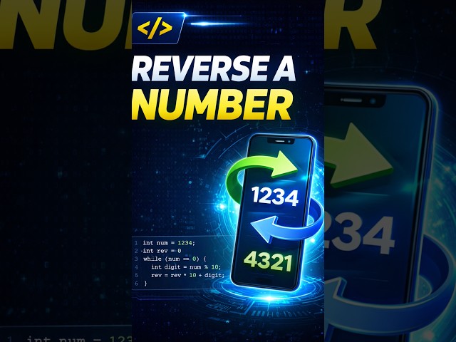 Reverse a Number in Java in 10 Seconds 🔁 #Java #ReverseNumber #Shorts#Programming #DSA#JavaBeginners