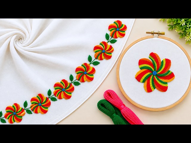 Very Wow Flower Embroidery !!! New Twist Chain Stitch Hand Embroidery, Sewing Hacks