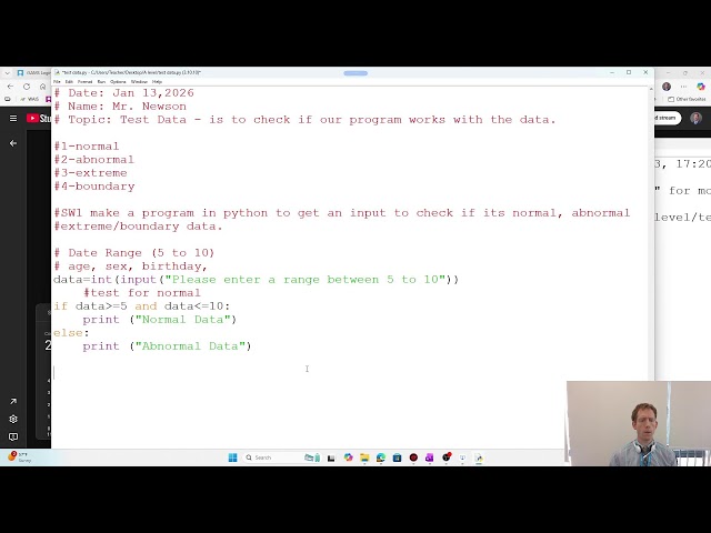 3.7 Data Validation and Test data (LIVE coding) - Cambridge Computer Science 9618