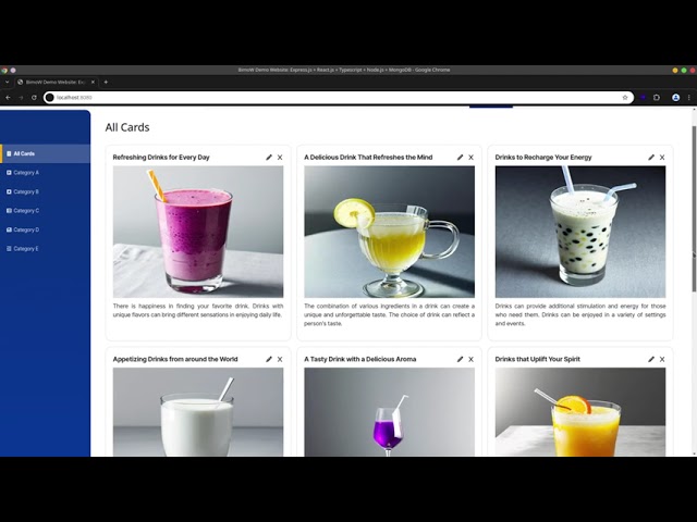 Express.js + React.js + Typescript + Node.js + MongoDB