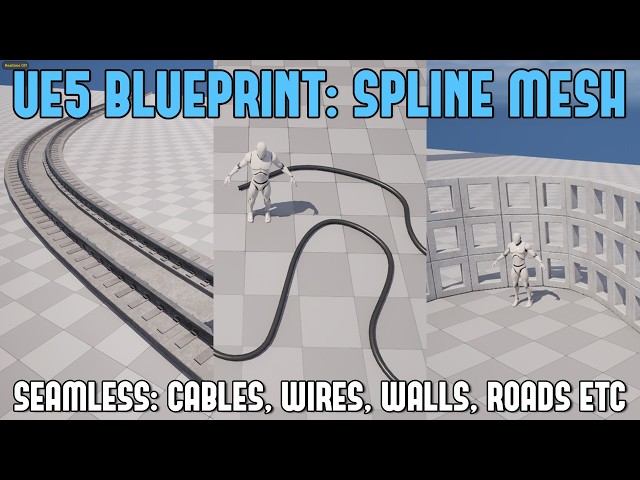 UE5 Blueprint Tutorial: Create Meshes Along Spline for Procedural Wires, Cables, Walls Roads, More