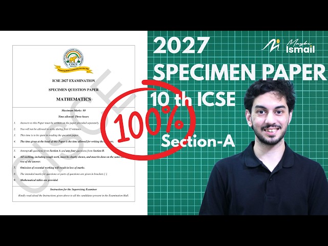 ICSE Class 10 Math Specimen Paper 2027 | Complete Solution | ICSE 10th Board Exam
