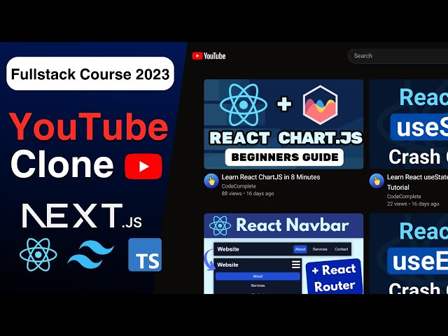 Full Stack YouTube Clone: Next.js 13 App Router, React, MongoDB, Tailwind, Typescript