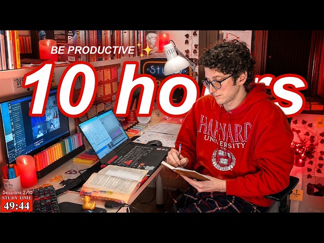 STUDY WITH ME LIVE | 10 HOURS ✨ Harvard Alumnus, Chill Work With Me, Rain Sounds, Pomodoro Timer