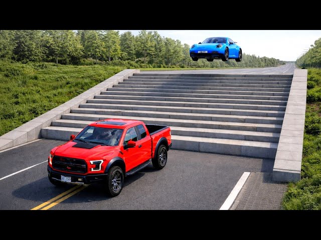 Cars vs Stairs Challenge #14 in BeamNG Drive!