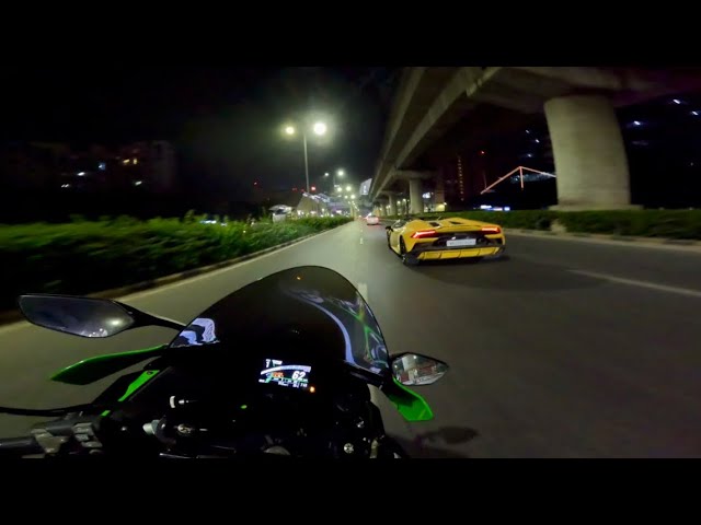 Kawasaki Ninja ZX10R vs Lamborghini Hurracan hyper ride #kawasaki #lamborghini #race #speed #wheelie