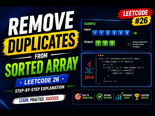 Remove Duplicates from Sorted Array | LeetCode 26 | Java Solution | Easy Explanation