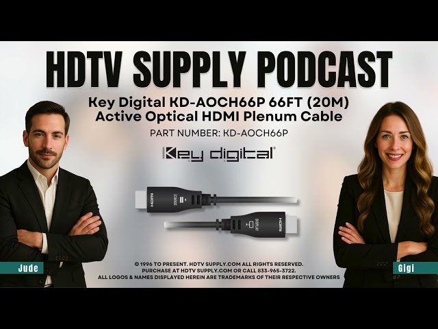 Key Digital KD-AOCH66P 66FT (20M) Active Optical HDMI Plenum Cable