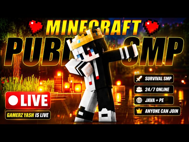 🔴 LIVE 🔥 Best Public Survival SMP Minecraft | 24/7 Online | Java + Bedrock | Free To Join