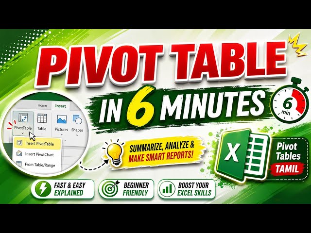 🔥 Excel Pivot Table in 6 Minutes | Pivot Table in Tamil | How to Create Pivot Table in Excel