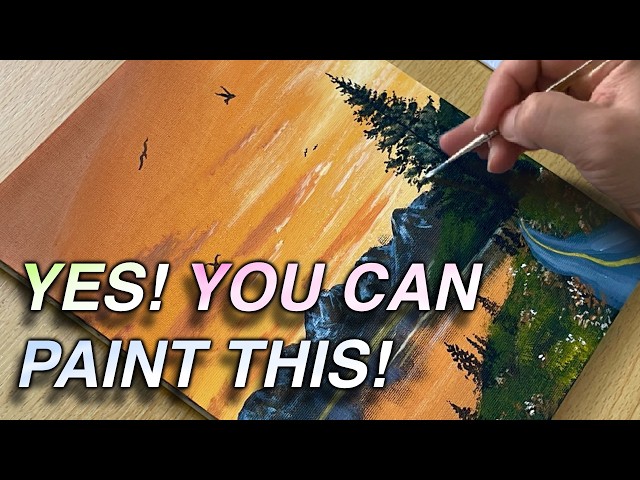 Easy Sunset Landscape Painting for Beginners | Step by Step Acrylic Tutorial