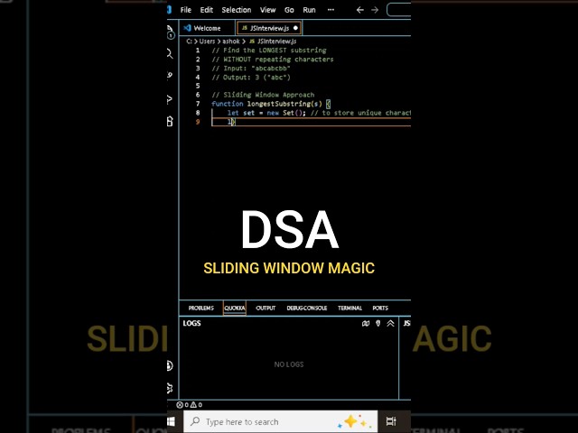 Longest Substring Without Repeating Characters | Sliding Window 🔥 #shorts