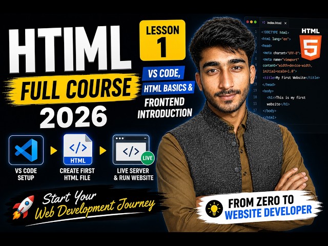 HTML Full Course for Beginners 2026 | Episode 1 — VS Code Setup & How Websites Work