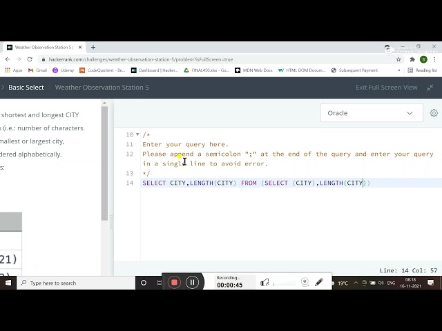 WEATHER OBSERVATION STATION 5 - HACKERRANK SOLUTION || SQL || IN ORACLE