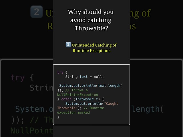 Why Should You Avoid Catching Throwable in Java? Explained Simply! #java #coding #k5kc