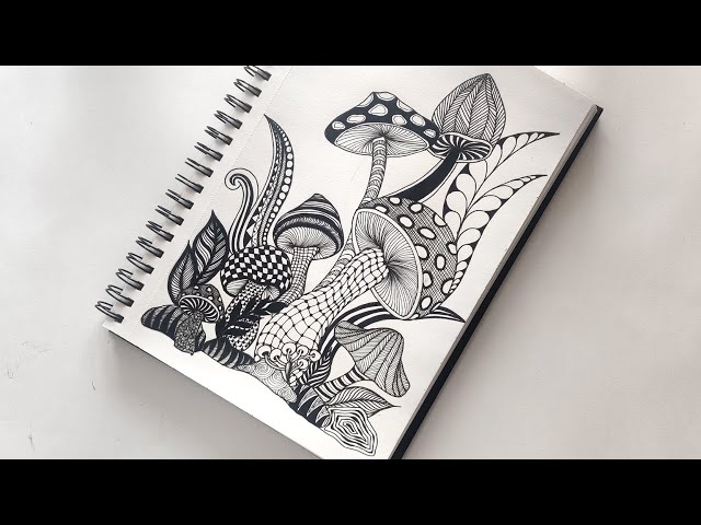 Zentangle art || Zentangle patterns || mushroom zentangles