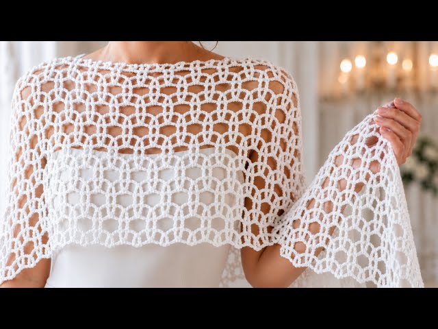Easy Crochet Lace Shawl Pattern 🌸 Beautiful Openwork Crochet Tutorial for Beginners
