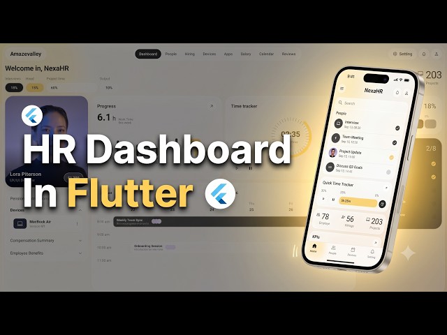 Flutter Responsive HR Dashboard UI Tutorial | Employee Management | Time Tracking | Onboarding UI