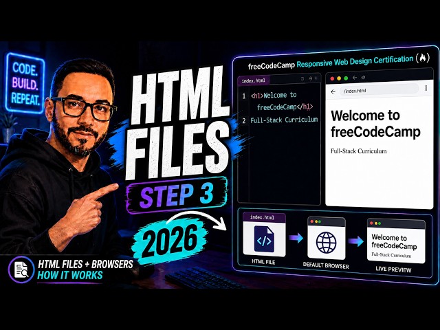 freeCodeCamp HTML Step 3, How Live Editors, HTML Files & Browser Preview Work, Responsive Web Design