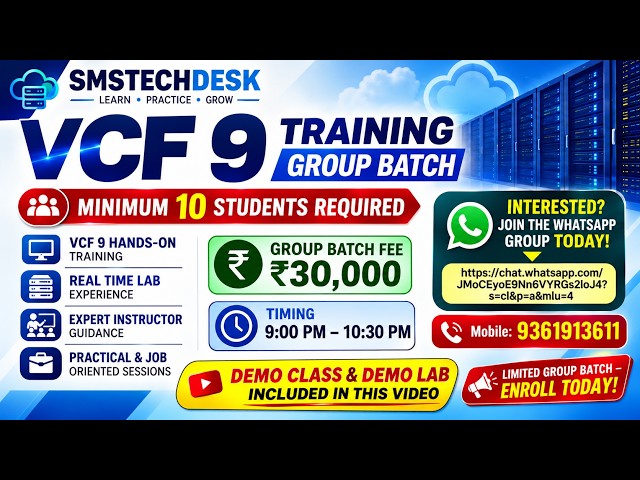 VCF 9 Training Group Batch | ₹30,000 | Demo Class + Demo Lab | SMSTECHDESK | 9361913611