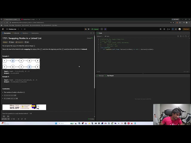 leetcode DSA course - Swapping Nodes in a Linked List