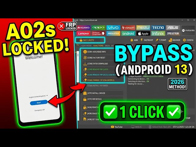 Samsung A02s Frp With Unlock Tool 1 click 2026 Method