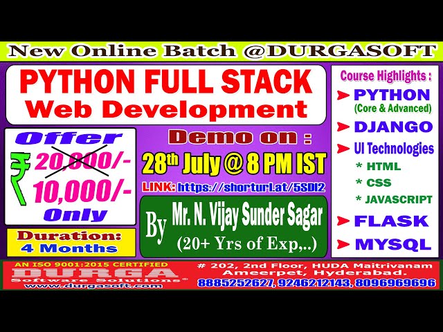 PYTHON FULL STACK Web Development Online Training @ DURGASOFT