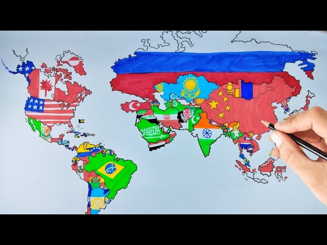 Drawing flag map of the world 🌍 All countries flag drawing #flags 