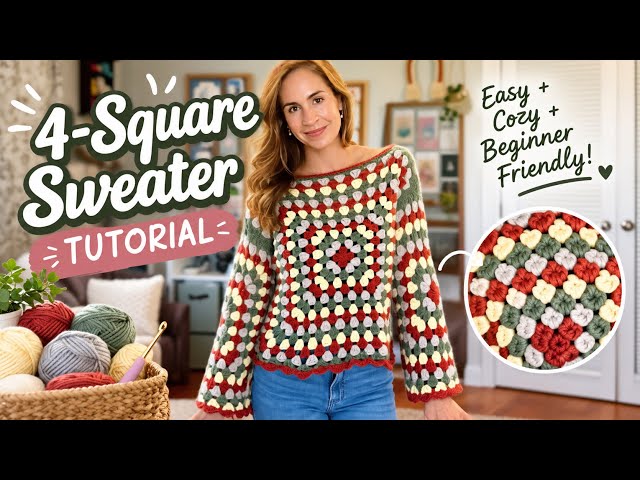 The Easiest Crochet Sweater? Make It from 4 Simple Squares! | Great Beginner Project🧶 Full Tutorial