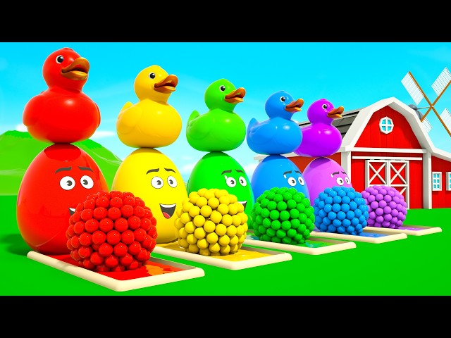 Magic Surprise Eggs & Colorful Balls and Ducks | 🌈 Learn Colors for Kids | DuZoo Kids Songs