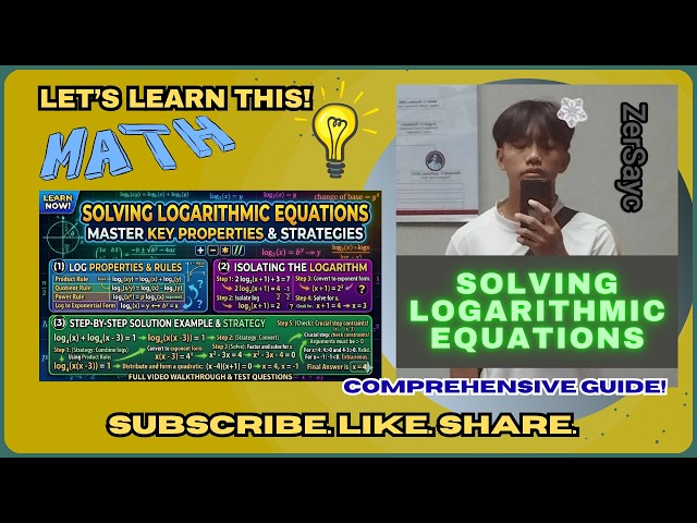 SOLVING LOGARITHMIC EQUATIONS (TAGALOG/FILIPINO EXPLANATION)