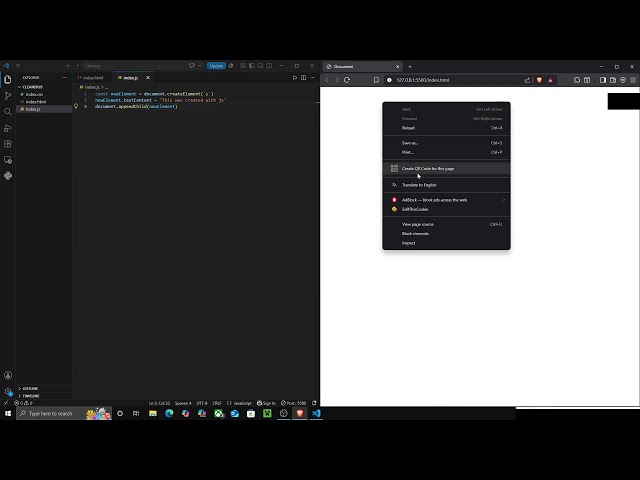 Creating elements using js